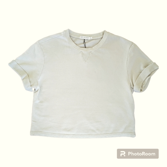 Avec Les Filles Crop Sweatshirt cream Sz M - Picture 1 of 6